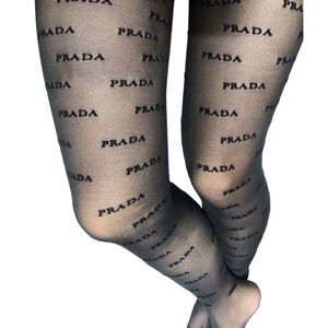 Letter Logo P Inspired Tights - Black